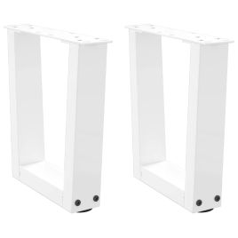 Dining Table Legs V-Shape 2 pcs White 30x(30-31.3) cm Steel