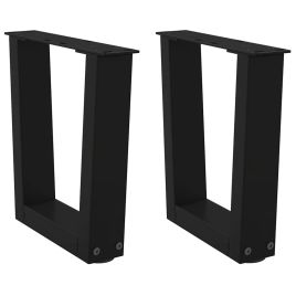 Dining Table Legs V-Shape 2 pcs Black 40x(30-31.3) cm Steel