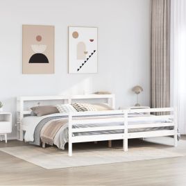 Bedframe White 200x200cm Solid Wood Pine