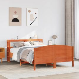 Bedframe Wax Brown 135x190cm Double Solid Wood Pine