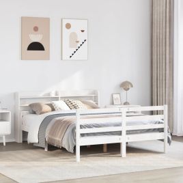 Bedframe with Headboard White 140x200cm