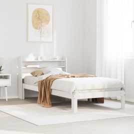Bedframe with Headboard White 100x200cm