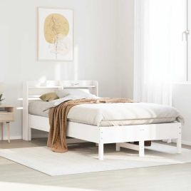 Bedframe White 100x200cm Solid Wood Pine
