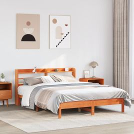 Bedframe Wax Brown 135x190cm Double Solid Wood Pine