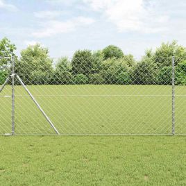 Chain Link Fence with 13 Posts 1x25 m Galvanised Steel