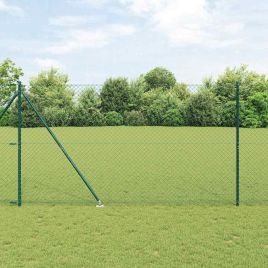 Chain Link Fence with 7 Spike Posts 1.5 x 10 m Galvanised Steel