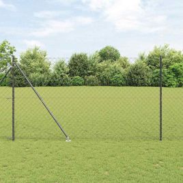 Chain Link Fence with 7 Spike Posts 1.5x10 m Galvanised Steel