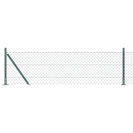 Chain Link Fence with 7 Flanged Posts 0.6x10 m Galvanised Steel