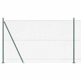 Chain Link Fence with 7 Flanged Posts 1.6x10 m Galvanised Steel