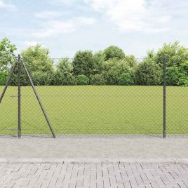 Chain Link Fence with 7 Flanged Posts 1.2x10 m Galvanised Steel