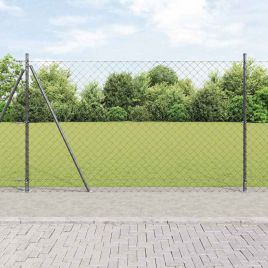 Chain Link Fence with 7 Flanged Posts 1.5x10 m Galvanised Steel