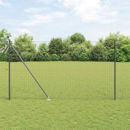 Euro Fence with 7 Spike Posts 1.5x10 m Galvanised Steel Grey