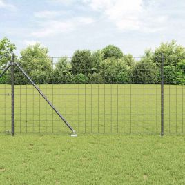 Euro Fence with 7 Spike Posts 1.2x10 m Galvanised Steel Grey