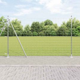Euro Fence with 7 Flanged Posts 1.6x10 m Galvanised Steel