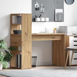 Desk with Storage Artisan Oak 113x54x120 cm Engineered Wood