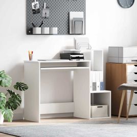 White Computer Desk White Chipboard Standard Storage