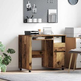 Brown Computer Desk Old Wood Particle board, Metal Standard