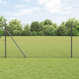 Fencing Set Set of 2 Grey Galvanized Steel Large Durable