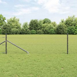 Fencing Set Set of 2 Grey Powder-Coated Steel 25 x 0.5 m Fence