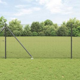 Welded Wire Fence with 13 Spike Posts Grey 1.4x50 m Steel