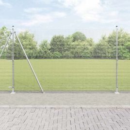 Welded Wire Fence with 7 Flanged Posts 1.5x10 m Galvanised Steel