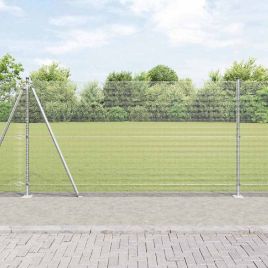 Welded Wire Fence with 13 Flanged Posts 1.2x25 m Galvanised Steel