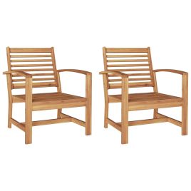 GLHOLT Chair 2 pcs 65x60x76.5 cm Solid Teak Wood - Brown