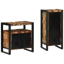Bathroom Furniture Set 2 Pieces Multicolour Solid Reclaimed Wood