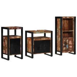 Bathroom Furniture Set 3 Pieces Multicolour Solid Reclaimed Wood