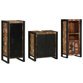 Bathroom Furniture Set 3 Pieces Multicolour Solid Reclaimed Wood
