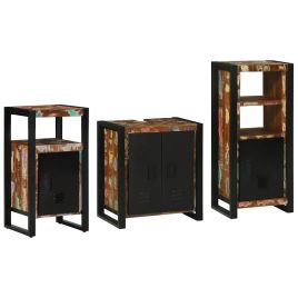 Bathroom Furniture Set 3 Pieces Multicolour Solid Reclaimed Wood