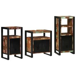 Bathroom Furniture Set 3 Pieces Multicolour Solid Reclaimed Wood