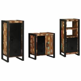 Bathroom Furniture Set 3 Pieces Multicolour Solid Reclaimed Wood