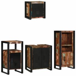 Bathroom Furniture Set 4 Pieces Multicolour Solid Reclaimed Wood