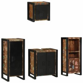 Bathroom Furniture Set 4 Pieces Multicolour Solid Reclaimed Wood
