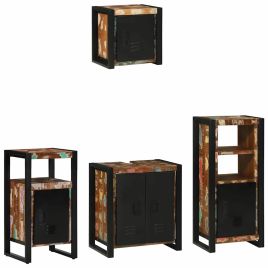 Bathroom Furniture Set 4 Pieces Multicolour Solid Reclaimed Wood