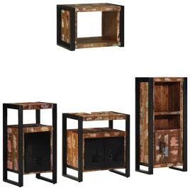Bathroom Furniture Set 4 Pieces Multicolour Solid Reclaimed Wood
