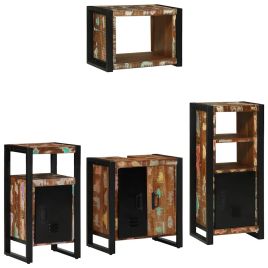 Bathroom Furniture Set 4 Pieces Multicolour Solid Reclaimed Wood