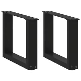 Coffee Table Legs U-Shaped 2 pcs Black 30x(30-31) cm Steel