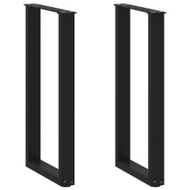 Coffee Table Legs U-Shaped 2 pcs Black 38x(72-73) cm Steel