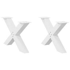 Coffee Table Legs X-Shaped 2 pcs White 70x(42-43) cm Steel