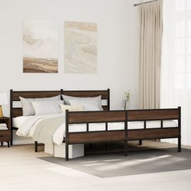 Metal Bedframe Brown Oak 183x213cm