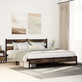 Metal Bedframe Smoked Oak 180x200cm Super King