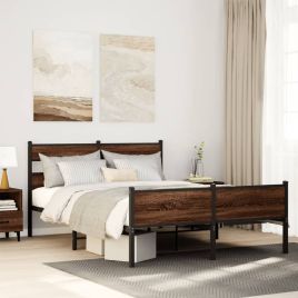 Metal Bedframe Brown Oak 160x200cm