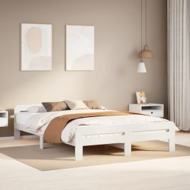 Bedframe White 140x190cm Solid Wood Pine