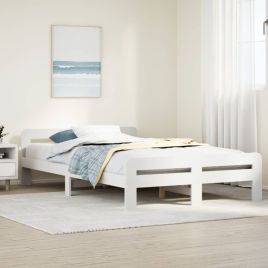 Bedframe White 135x190cm Double Solid Wood Pine