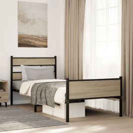 Bedframe Sonoma Oak 100x190cm Engineered Wood