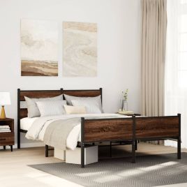 Bedframe Brown Oak 140x200cm Engineered Wood