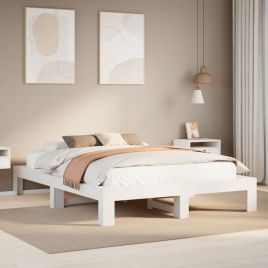 Bedframe White 150x200cm King Size Solid Wood Pine