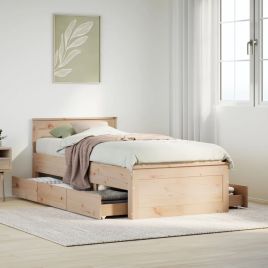 Bedframe with Headboard 75x190cm Small Single Solid Wood Pine